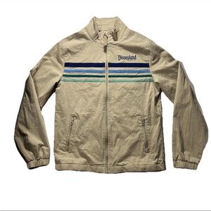 Disneyland Mens Tan Striped Jacket Small Retro Disney Parks Souvenir Minimalist